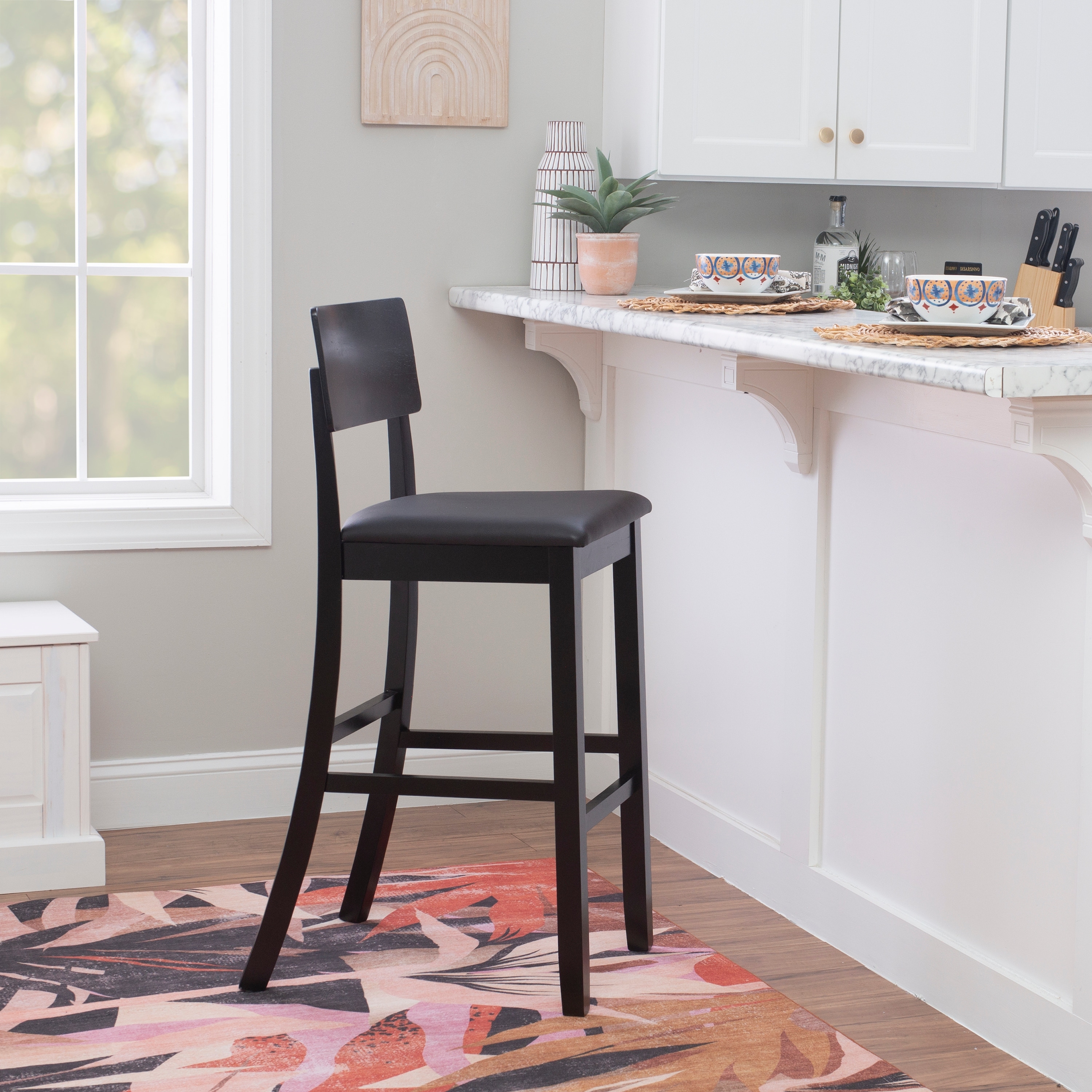 Linon Lovell Black Stationary Bar Stool
