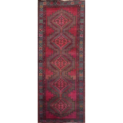 Hand Knotted Oriental 100% Wool Carpet Traditional Tribal Pink Ardebil Runner Rug - 9' 11'' X 3' 6''