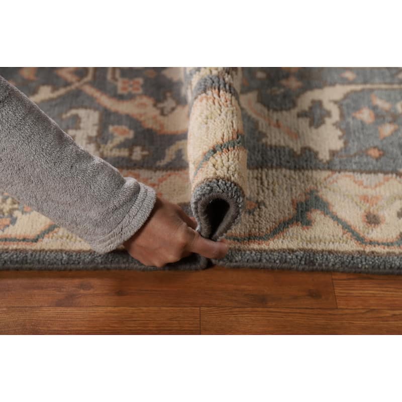 Oushak Indian Runner Rug Hand-Knotted Transitional Grey Wool Carpet - 2'7"x 8'0"