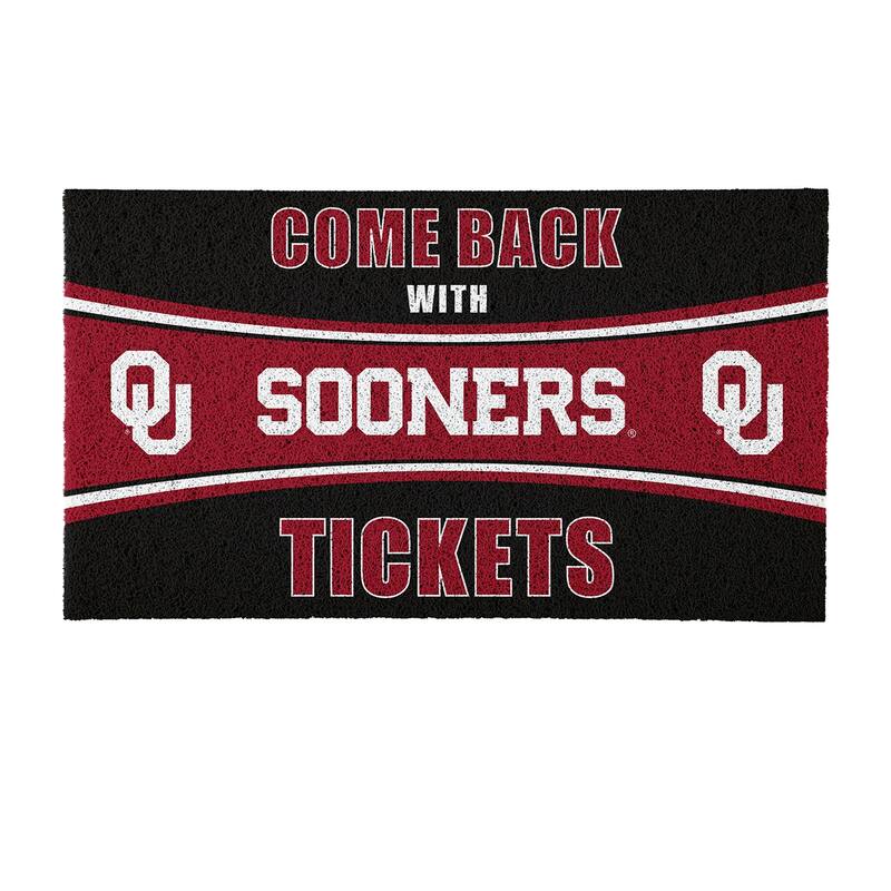 University of Oklahoma 28 in. x 16 in. PVC "Come Back With Tickets" Trapper Door Mat