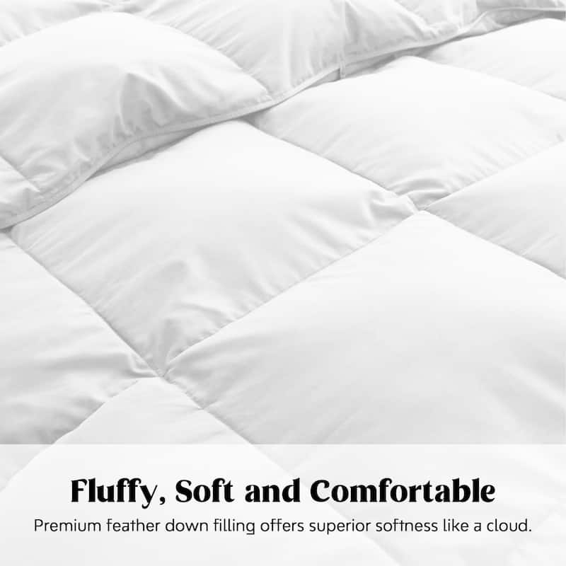 Hotel Luxury Year-round Down Duvet Comforter Solid & Stripe 500 TC Cotton Cover