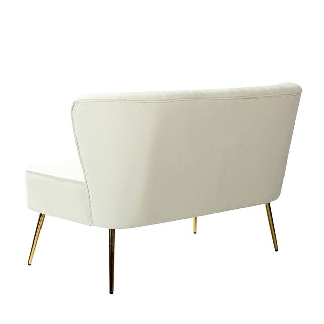HULALA HOME Monica Modern Velvet Tufted Loveseat with Metal Legs