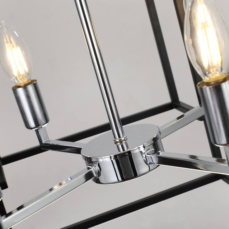 8-Lights Lantern Tiered Pendant Light Fixtures, Industrial Farmhouse Hanging Chandelier