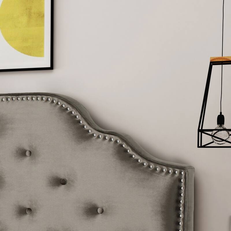 Tufted Upholstered Headboard Queen Size, Solid Wood Head Board with Durable Metal Legs