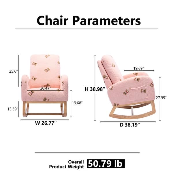 dimension image slide 2 of 6, Nursery Rocking Chair High Back Accent Rocker for Living Room