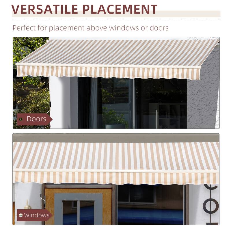 13x8ft Retractable Patio Awning with Manual Crank, UV & Water-Resistant Fabric, Aluminum Frame for Deck, Balcony, Yard