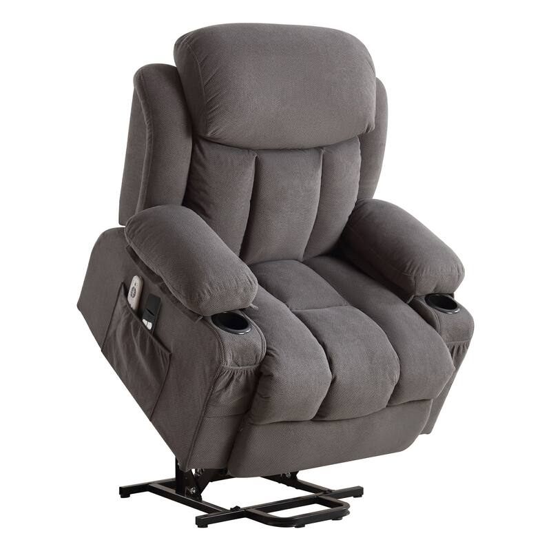 Power Lift Recliner Chair with Heat and Massage for Elderly with USB and Side Pockets