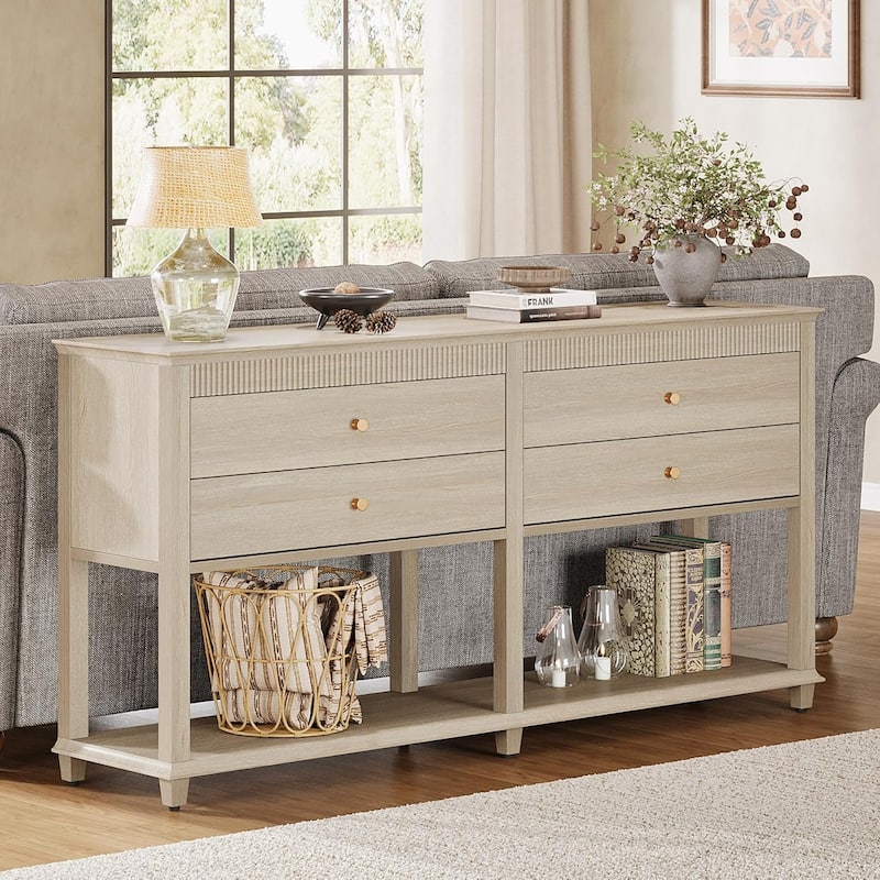 63 Inch Modern Console Entryway Sofa Table Behind Couch with Drawers - 15.75"W x 41.34"L x 31.5"H