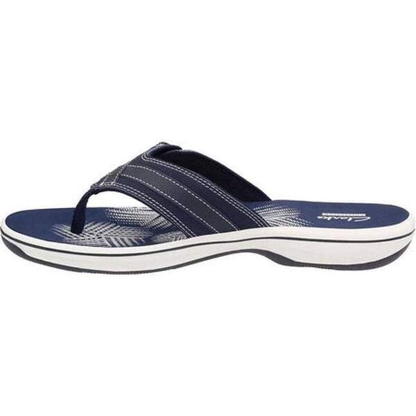 Shop Clarks Women S Breeze Sea Flip Flop Navy Synthetic