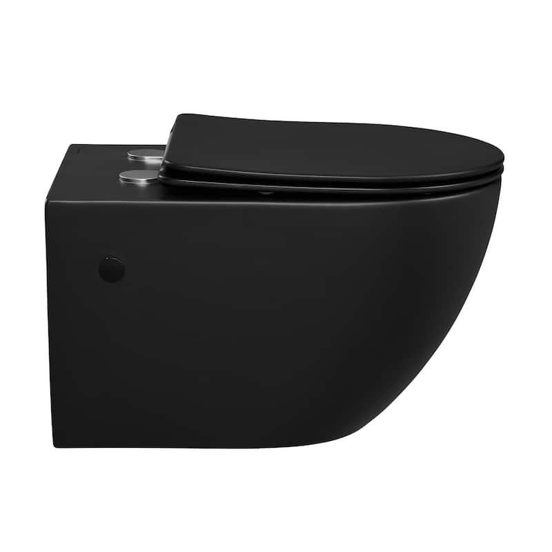 Angers Wall-Hung Elongated Toilet Bowl In Matte Black - 21.9" x 14.2" 14.4"