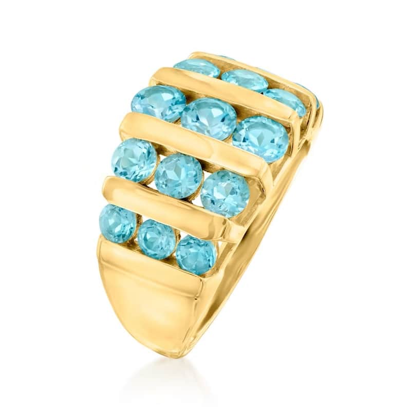 18K Yellow Gold Over Sterling Silver Siwss Blue Topaz Ring