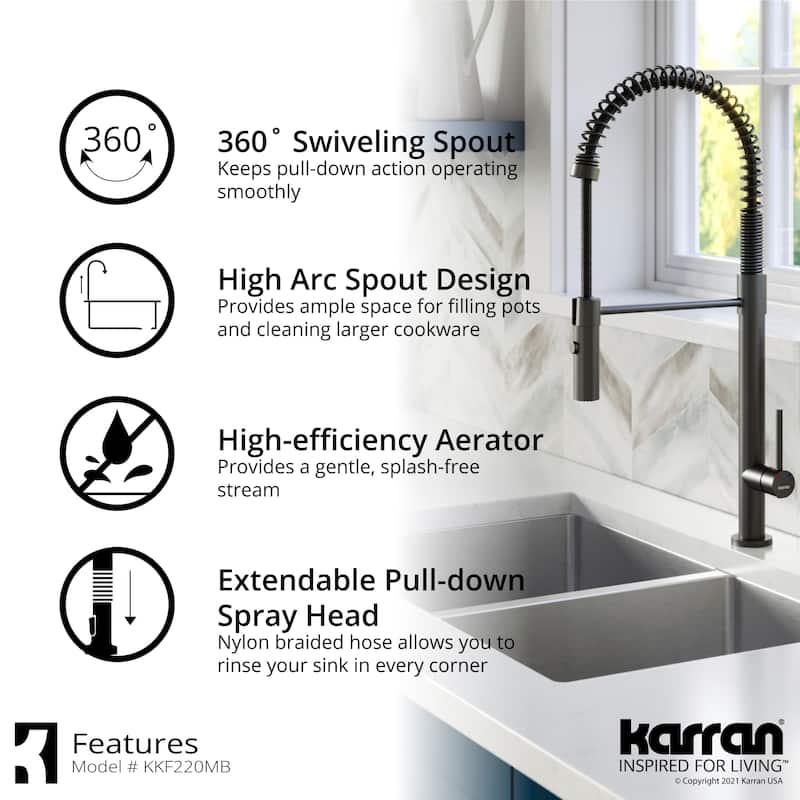 Karran Bluffton Single-Handle Pull-Down Sprayer Kitchen Faucet with Matching Soap Dispenser