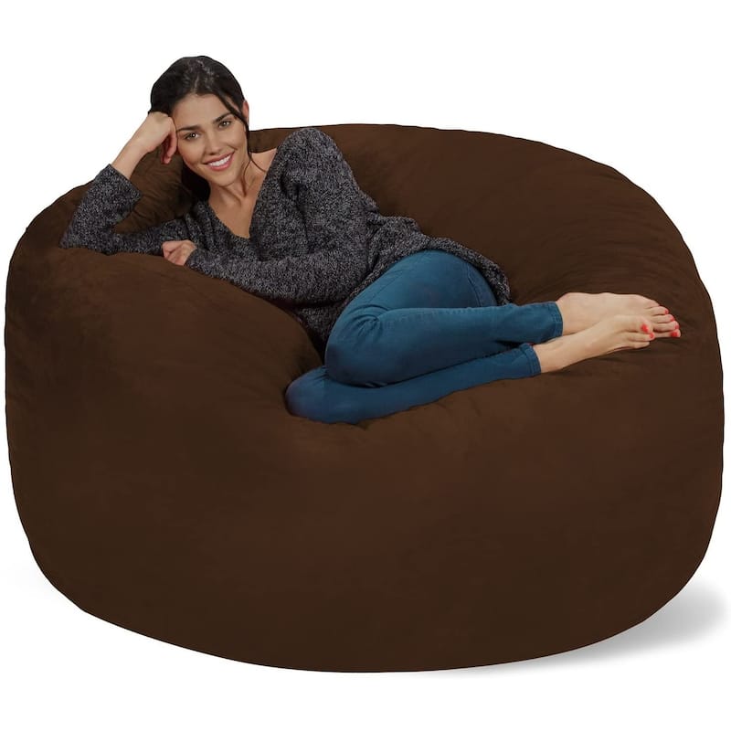 Bean Bag Chair 5-foot Memory Foam Removable Cover Bean Bags - Chocolate Micro Suede