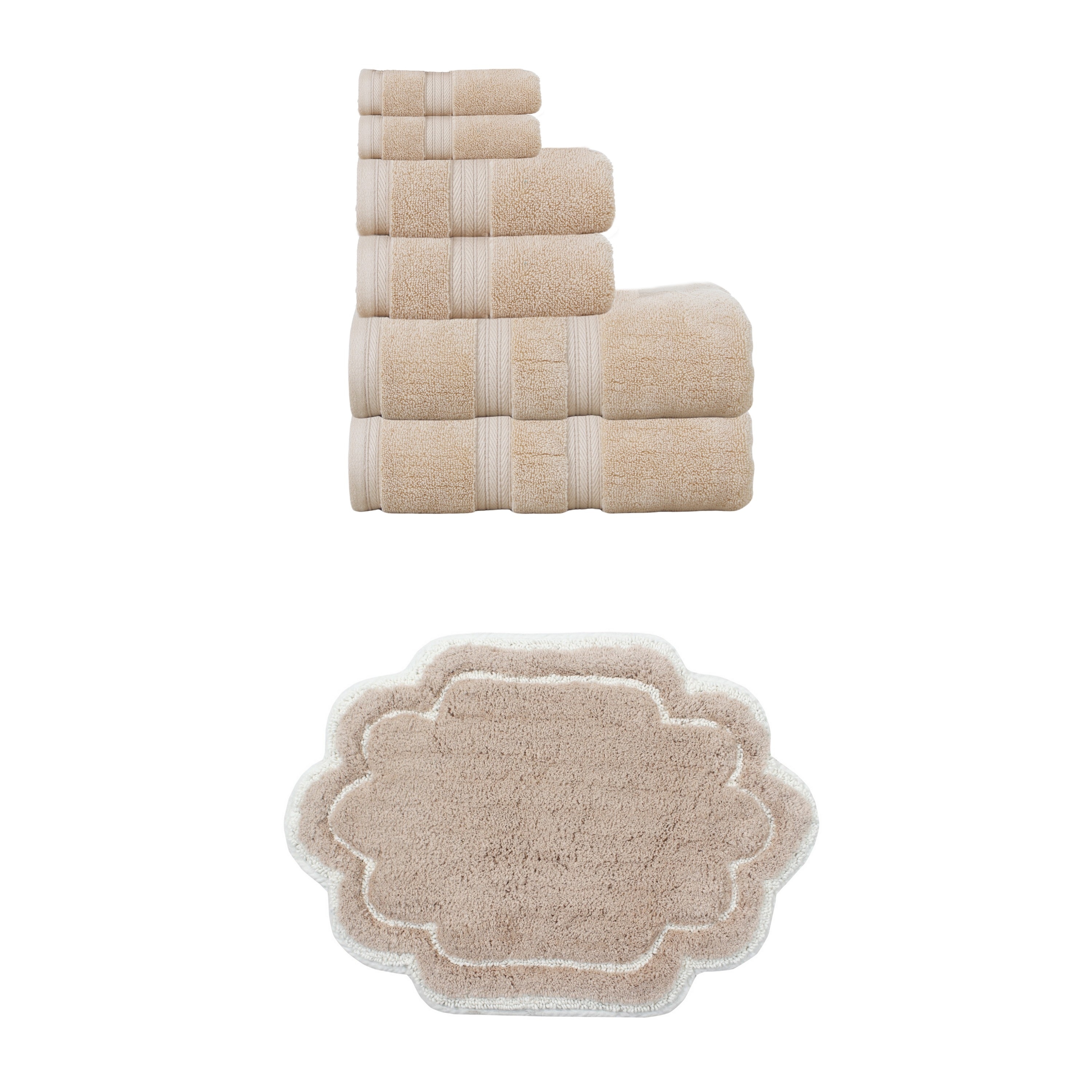 Home Weavers Allure Collection 100% Soft Cotton 6 Pc Towel Set & 1 Pc 17x24" Bath Rug, Machine Washable & Non Slip (Set of 7)