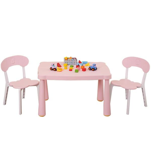 slide 2 of 5, 3 Piece Kids Table and Chair Set, Toddler Set, Children Activity Tablefor Reading, Preschool, Drawing, Toddler, Playroom Pink