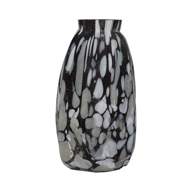 Decorative Glass Vase with Abstract Pattern - Artistic Tall Flower Vase for Home Decor