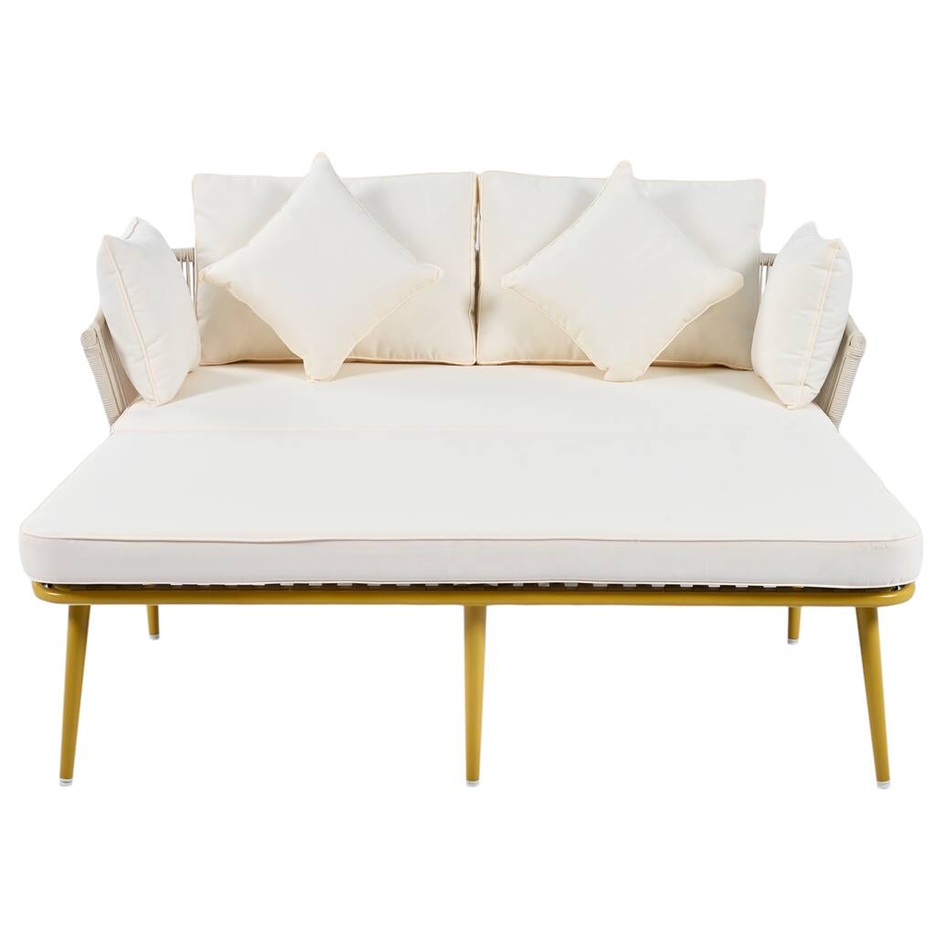 Outdoor Patio Daybed Pillows Cushioned Sofa Furniture
