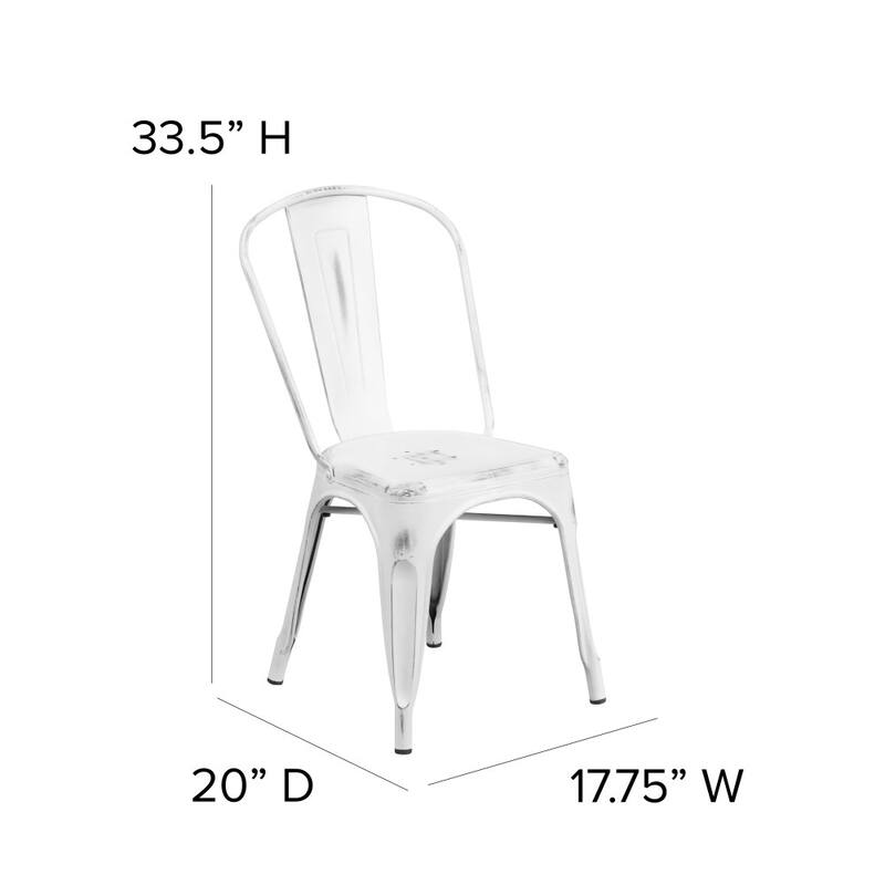 Distressed Metal Indoor/ Outdoor Stackable Chair