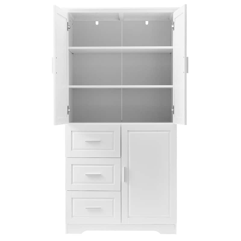 Tall and Wide Storage Cabinet with Doors and Three Drawers