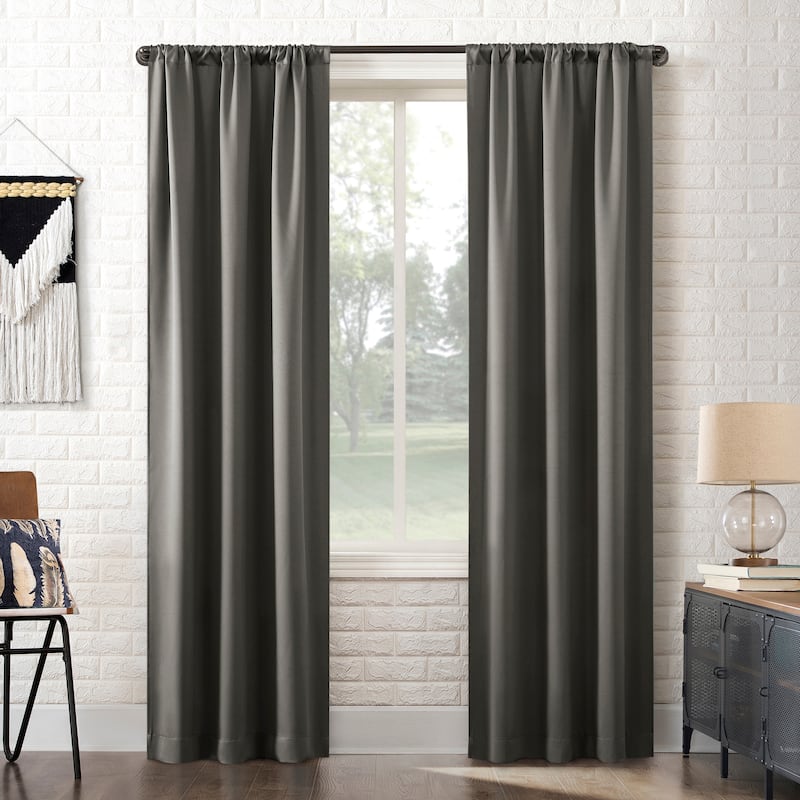 Sun Zero Bergen Theater Grade Extreme Total Blackout Rod Pocket 1-Piece Curtain Panel, Single Panel - 40" x 96" - Gray
