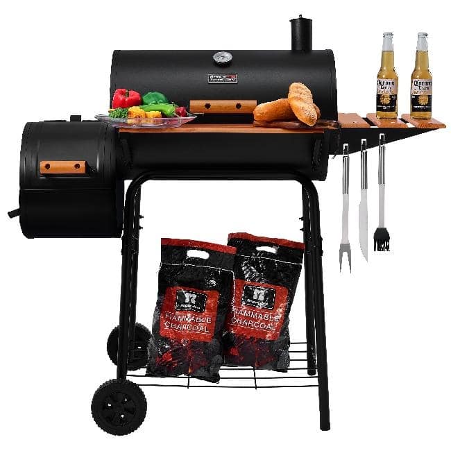 Royal Gourmet CC1624W Barrel Charcoal Grill with Offset Smoker
