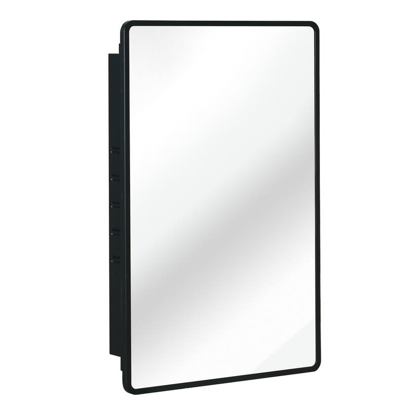 Black Medicine Cabinet Metal Framed Wall mount or Recessed Mirror Cabinet