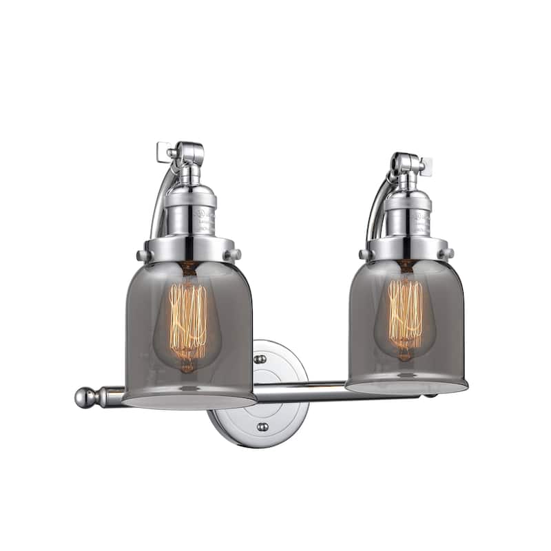 Innovations Lighting Small Bell 2 Light 18" Wide Bathroom Vanity Light - Polished Chrome / Plated Smoked