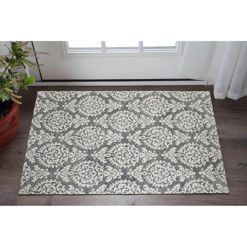 HomeRoots Floral Modern Rectangle Area Rug - 36.00 in. x 24.00 in.  x 0.50 in.