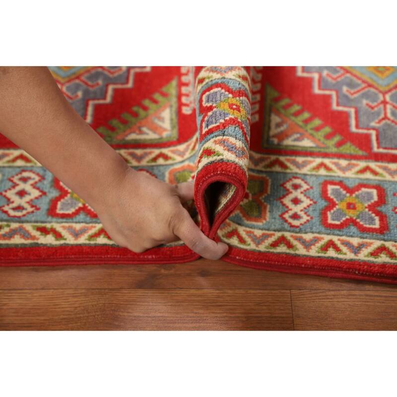 Geometric Kazak Foyer Rug Handmade Nursery Wool Carpet - 2'9"x 4'0"
