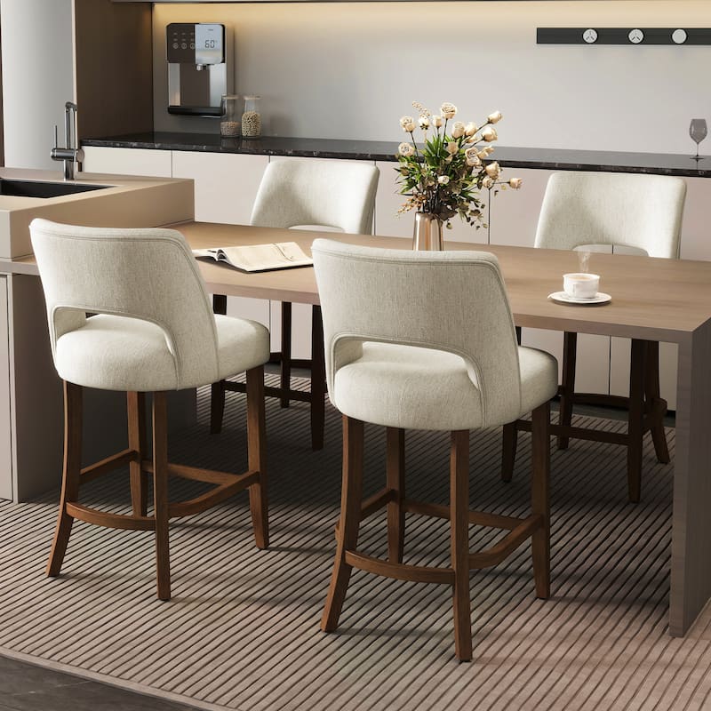 Set of 2/4/6,Upholstered Counter Height Bar Stools,Modern Counter Stools with Wood Legs for Kitchen Island Dining Room Bar