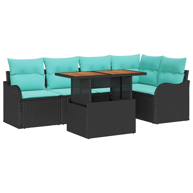 vidaXL 6 Piece Garden Sofa Set with Cushions - 91.5×48.2×27.2