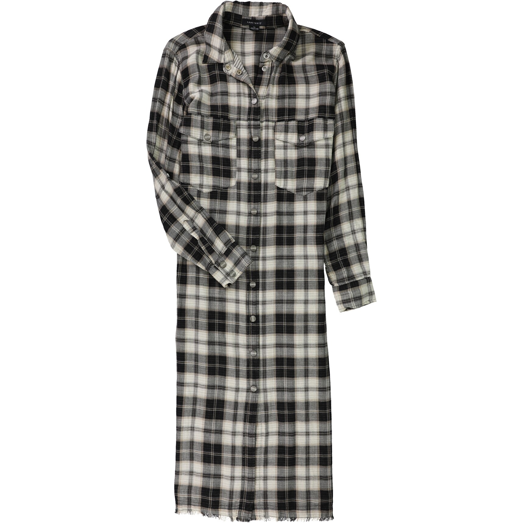 plaid midi shirt dress