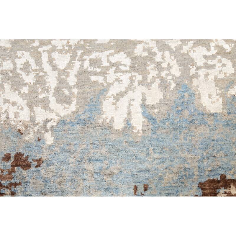 Modern Vegetable Dye Wool/ Silk Abstract Area Rug Hand-knotted Carpet - 6'3" x 9'8"