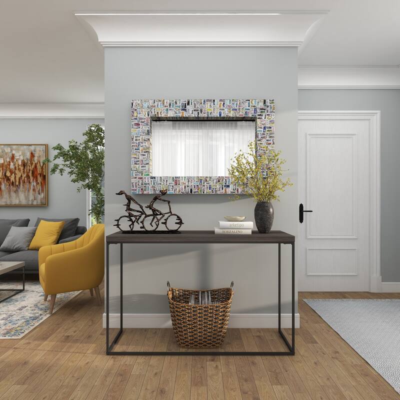 Multi Colored Paper Handmade Recycled Magazine Frame Room Wall Mirror