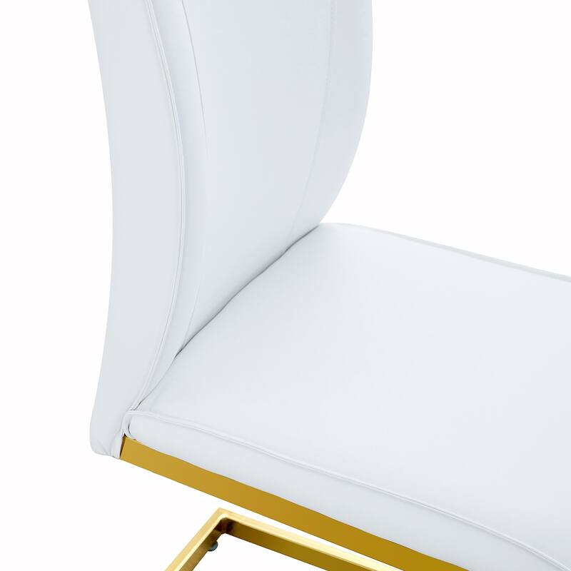 2PCS PU Meterial Dining Chairs With Metal Legs