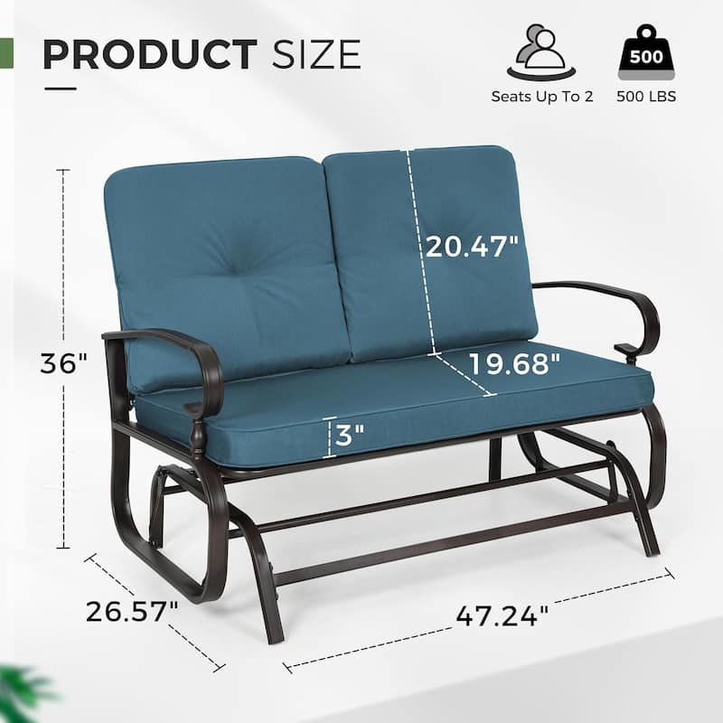 2-Person Outdoor Patio Glider Rocking Chair Cushioned Bench Loveseat