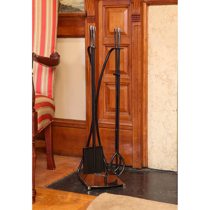 Achla Designs Modern Park Avenue Fireplace Set of 4 Tools, 32.5 Inch Tall