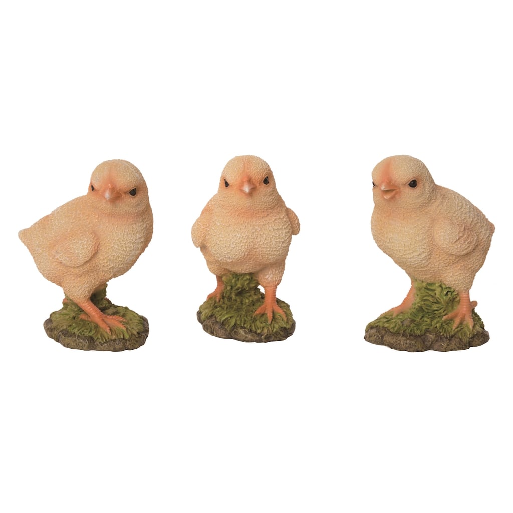 Transpac Resin 4.1" Yellow Spring Baby Chick Figurines Set of 3