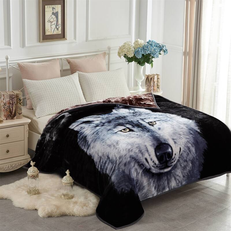 2 Layer King Size Fluffy Chunky Large Raschel Blanket Super Soft Faux Fur Blanket