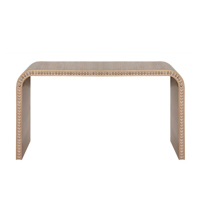 Curved Console Table with Wood Beads Decor for Entryway, Hallway