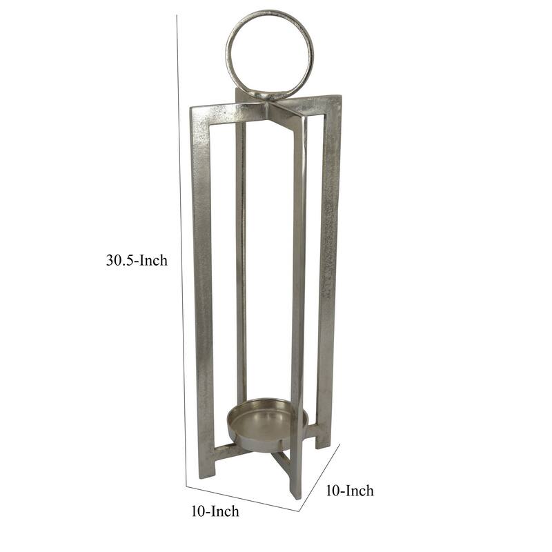 Siana 31 Inch Lantern Candle Holder, Classic Silver Finished Metal