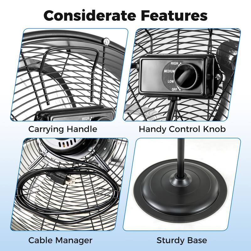Gymax 18'' High Velocity Pedestal Fan w/3 Speeds 360 Degree Tilt &