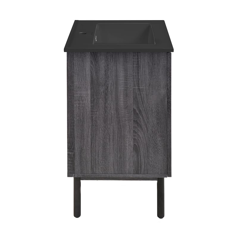 Classe 18 In. Black Oak Bathroom Vanity With Black Ceramic Sink Top