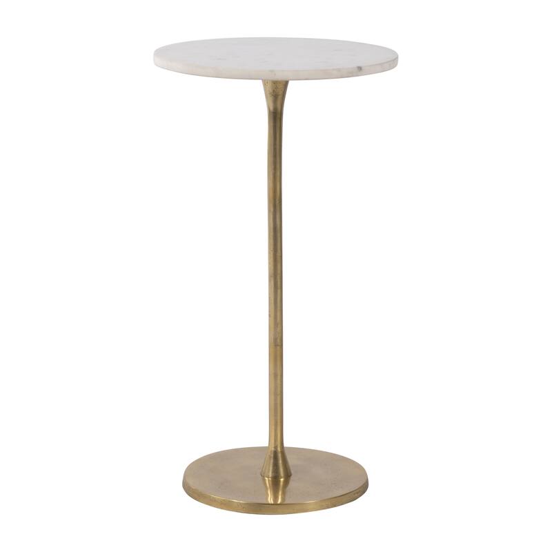 Metal Stone Top Modern Round End Table - Gold, 24" - 24.0"