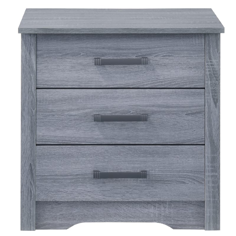 3-Drawer Wooden Nightstand - 23" - Gray