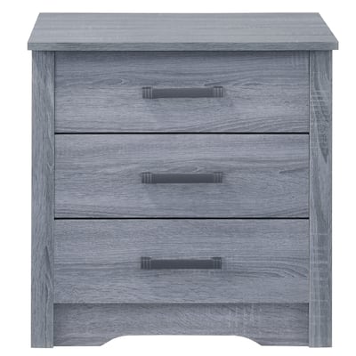3-Drawer Wooden Nightstand - 23" - Gray