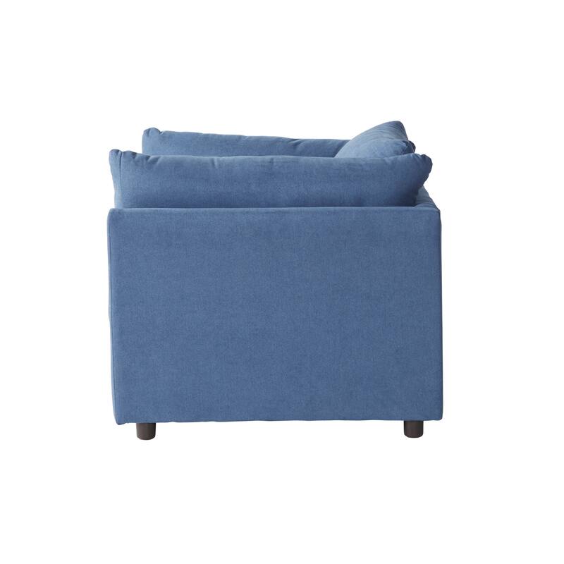 Roundhill Furniture Enda Pillow Back Fabric 3-Piece Sofa and Cuddler Chair Set