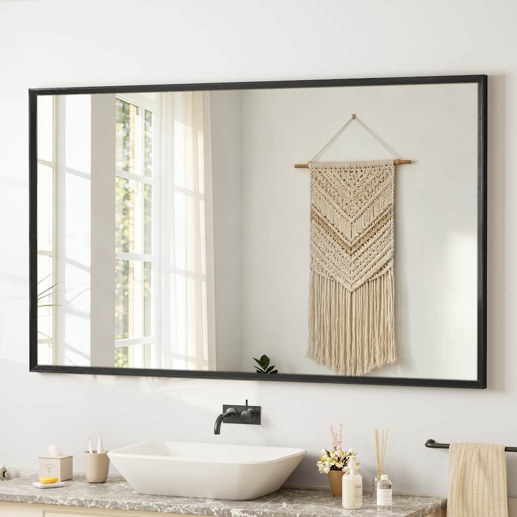 BONOSUKI Easy Install Bathroom Mirror, 3mm Tempered Glass Wall Mirror
