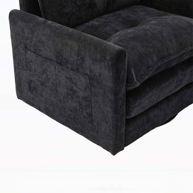 Modern Swivel Barrel Chair with Thick Padding,Metal Base,for Living Room and Bedroom