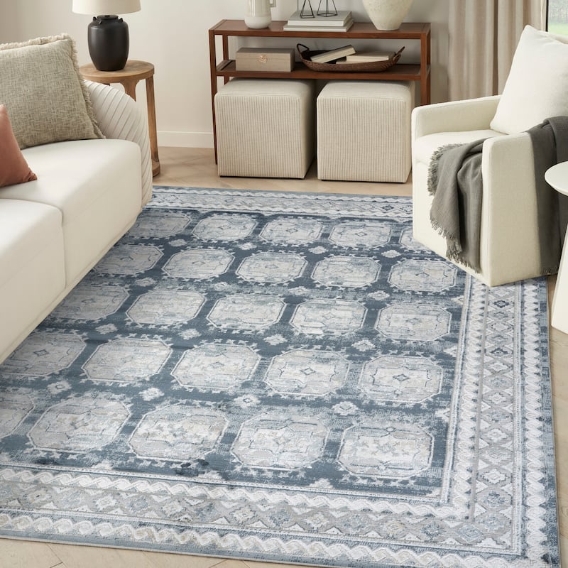 Nourison Dekor Indoor only Moroccan Area Rug - Grey/Navy - 7'10" x 9'10"